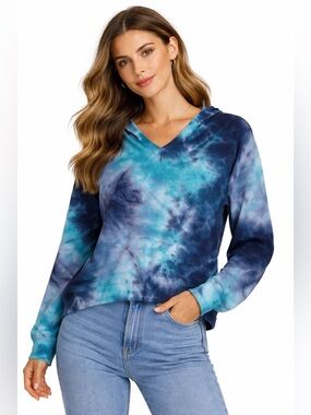 Paper Tee Blue and Teal tye dye hoodie sweatshirt